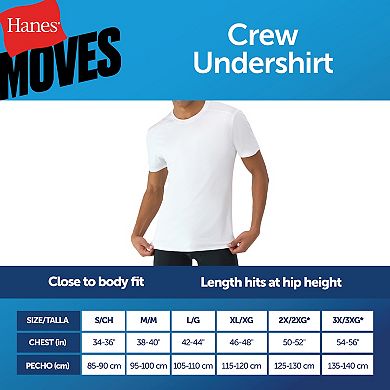 Men's Hanes 3-Pack Moves Ultimate Breathable Mesh Crewneck Undershirt with X-Temp