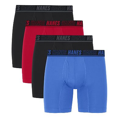 Men's Hanes® 4 Pack Moves Ultimate X Temp Anti Chafe Assorted Boxer Brief Underwear