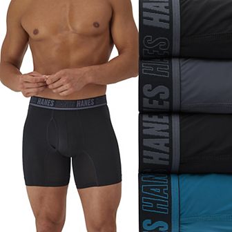 Men's Hanes® 4 Pack Moves Ultimate X Temp Anti Chafe Assorted Boxer Brief Underwear