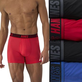 Men's Hanes® 4 Pack Moves Ultimate X Temp Total Support Pouch Anti Chafe Trunk Underwear