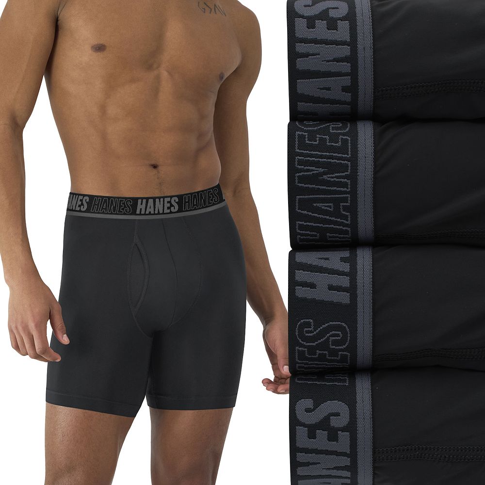 Men's Hanes 4-Pack Moves Ultimate Anti-Chafe Boxer Brief Total Support ...