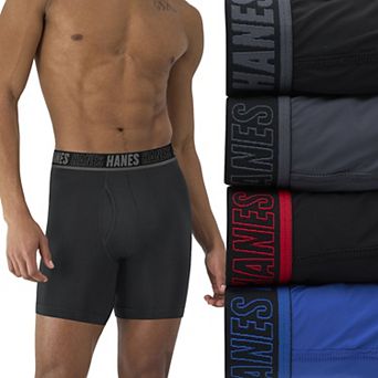 Men's Hanes® 4-Pack Moves Ultimate Anti-Chafe 6" Boxer Brief Underwear with Total Support Pouch and X-Temp
