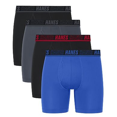 Men's Hanes 4-Pack Moves Ultimate Anti-Chafe Boxer Brief Total Support ...