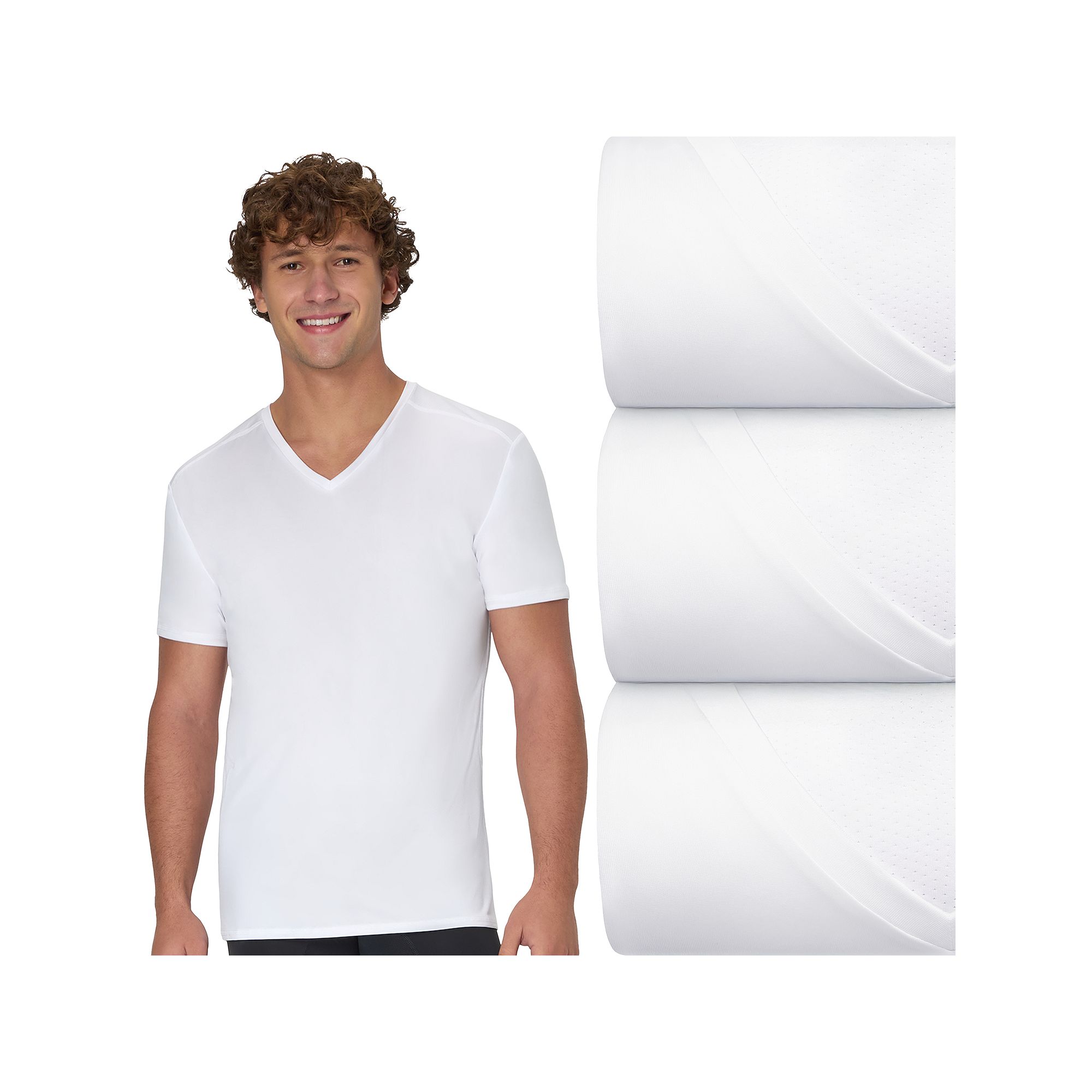 Mens Hanes Moves Ultimate® 3-Pack X-Temp Breathable V-Neck Undershirt, Si