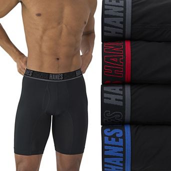 Men's Hanes® 4 Pack Moves Ultimate X Temp Anti Chafe Long Leg Boxer Brief Underwear