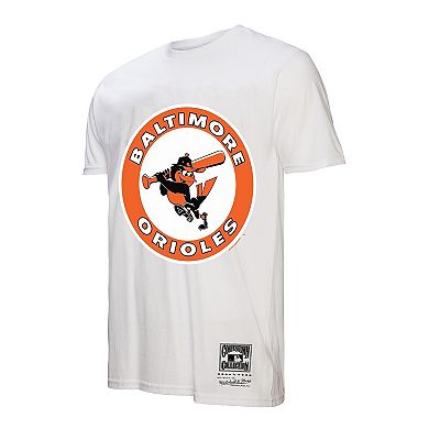 Men's Mitchell & Ness White Baltimore Orioles Cooperstown Collection Logo T-Shirt