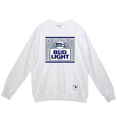 Men's Mitchell & Ness x Bud Light White Seattle Seahawks The Crest Pullover Sweatshirt