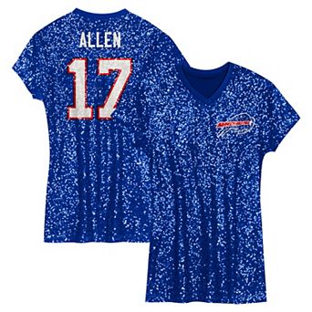 Girls Youth Josh Allen Royal Buffalo Bills Sequin Player Name & Number V-Neck Dress