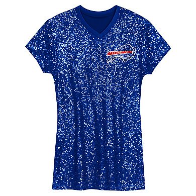Girls Youth Josh Allen Royal Buffalo Bills Sequin Player Name & Number V-Neck Dress