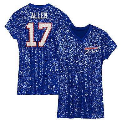 Girls Youth Josh Allen Royal Buffalo Bills Sequin Player Name & Number V-Neck Dress