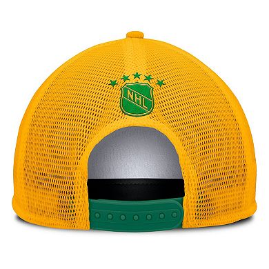 Men's Fanatics White/Green Minnesota North Stars Decades Collection Foam Front Snapback Hat