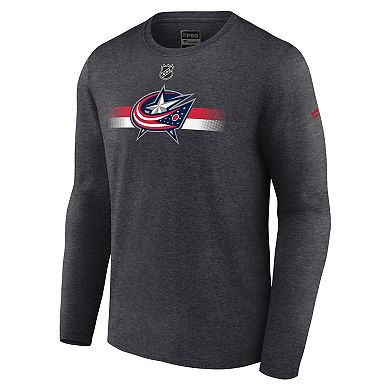 Men's Fanatics Heather Charcoal Columbus Blue Jackets Authentic Pro Secondary Long Sleeve T-Shirt