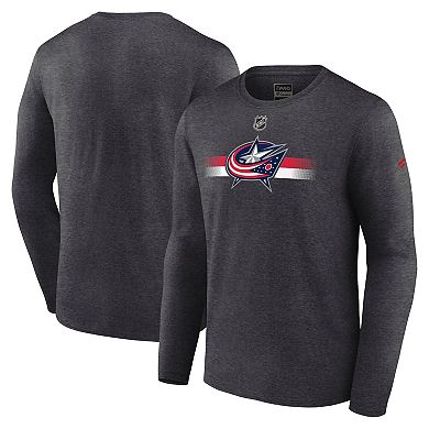 Men's Fanatics Heather Charcoal Columbus Blue Jackets Authentic Pro Secondary Long Sleeve T-Shirt