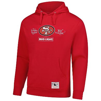 Men's Mitchell & Ness Scarlet San Francisco 49ers NFL x Bud Light Vintage Pullover Hoodie