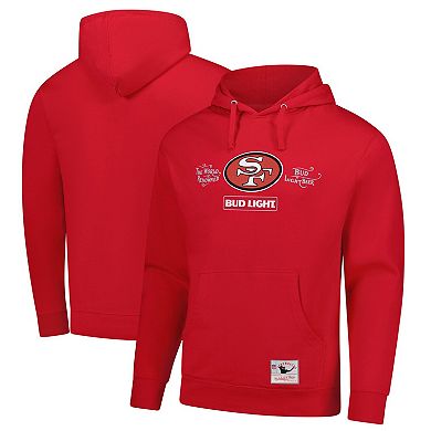Men's Mitchell & Ness Scarlet San Francisco 49ers NFL x Bud Light Vintage Pullover Hoodie
