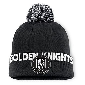 Men's Fanatics Black Vegas Golden Knights Fundamental High Stick Cuffed Knit Hat with Pom