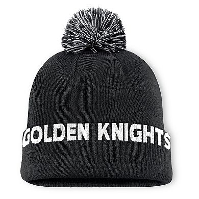 Men's Fanatics Black Vegas Golden Knights Fundamental High Stick Cuffed Knit Hat with Pom