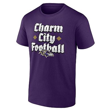 Men's Fanatics Purple Baltimore Ravens Charm City Football T-Shirt