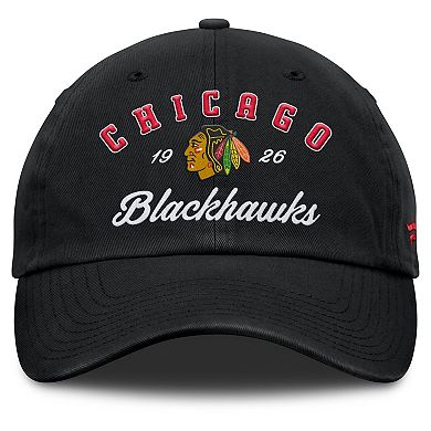 Women's Fanatics Black Chicago Blackhawks Fundamental Dasher Arch Adjustable Hat
