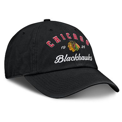 Women's Fanatics Black Chicago Blackhawks Fundamental Dasher Arch Adjustable Hat