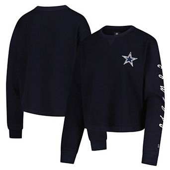 Women's New Era Navy Dallas Cowboys Thermal Cropped Long Sleeve T-Shirt