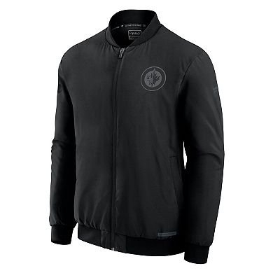Men's Fanatics Black Winnipeg Jets Authentic Pro Road Full-Zip Bomber Jacket