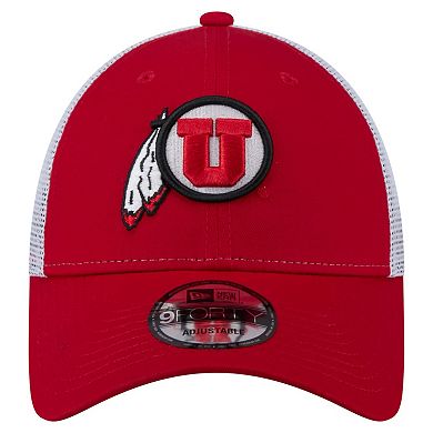 Men's New Era Red Utah Utes Trucker 9FORTY Adjustable Hat