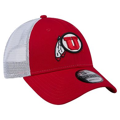 Men's New Era Red Utah Utes Trucker 9FORTY Adjustable Hat
