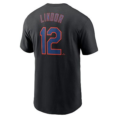 Men's Nike Francisco Lindor Black New York Mets Fuse Name & Number T-Shirt