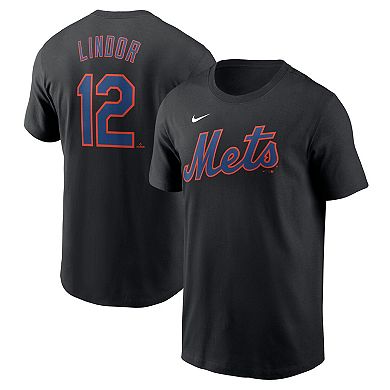 Men's Nike Francisco Lindor Black New York Mets Fuse Name & Number T-Shirt