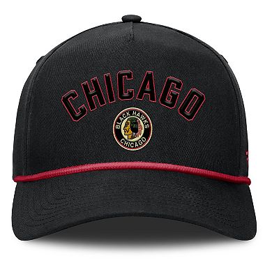 Men's Fanatics Black Chicago Blackhawks Decades Collection A-Frame Rope Adjustable Hat