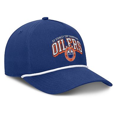 Men's Fanatics Blue Edmonton Oilers Decades Collection A-Frame Rope Adjustable Hat