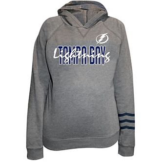 Women's Fanatics Heather Gray Tampa Bay Lightning Plus Size Lightweight Fleece Raglan Pullover Hoodie