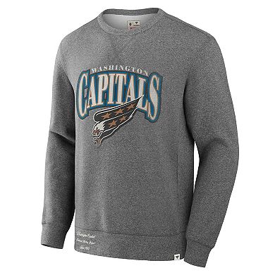 Men's Fanatics Heather Gray Washington Capitals Decades Collection Legendary Fleece Pullover Sweatshirt