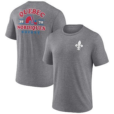 Men's Fanatics Heather Gray Quebec Nordiques Vintage Hockey Winger Tri-Blend T-Shirt