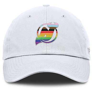 Men's Fanatics White New Jersey Devils PRIDE Adjustable Hat