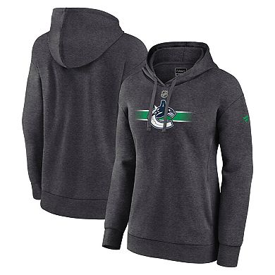 Women's Fanatics Heather Charcoal Vancouver Canucks Authentic Pro Core Secondary Fleece Pullover Hoodie