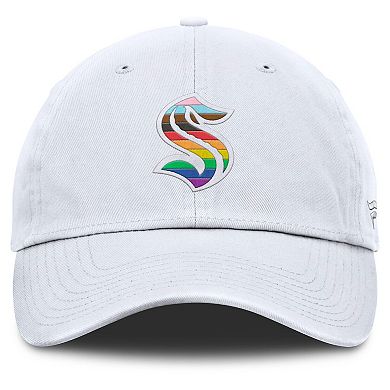 Men's Fanatics White Seattle Kraken PRIDE Adjustable Hat