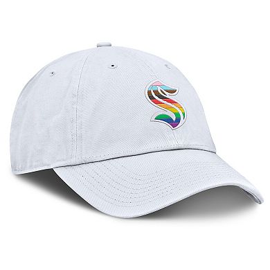 Men's Fanatics White Seattle Kraken PRIDE Adjustable Hat