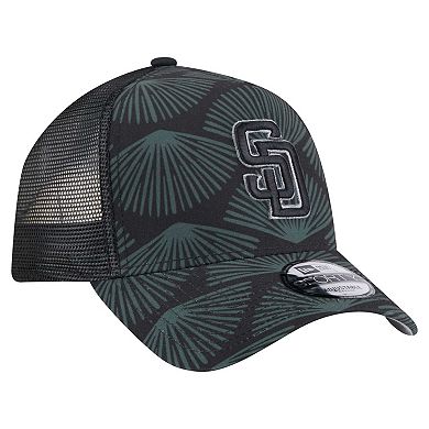 Men's New Era Black San Diego Padres 9FORTY A-Frame Trucker Adjustable Hat