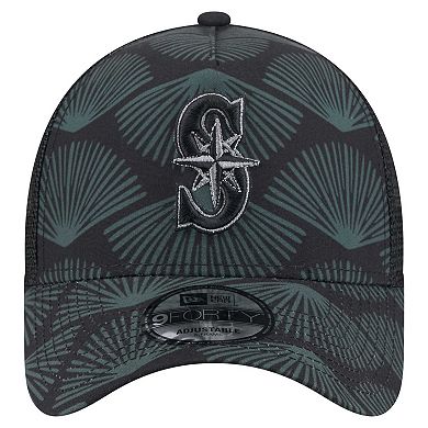 Men's New Era Black Seattle Mariners 9FORTY A-Frame Trucker Adjustable Hat