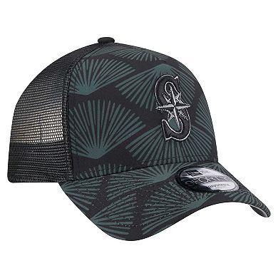 Men's New Era Black Seattle Mariners 9FORTY A-Frame Trucker Adjustable Hat