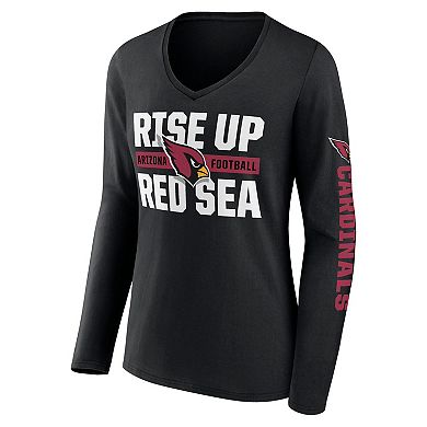 Women's Fanatics Black Arizona Cardinals Hometown Sweep Long Sleeve V-Neck T-Shirt