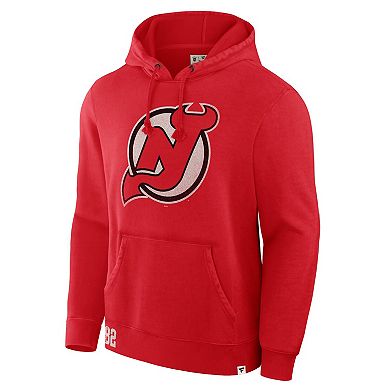 Men's Fanatics Red New Jersey Devils Decades Collection Tradition Fleece Pullover Hoodie