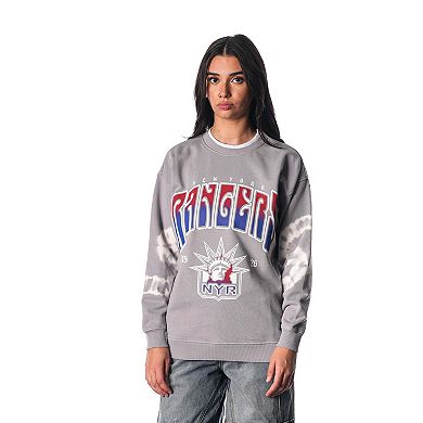 Unisex The Wild Collective Gray New York Rangers Tie-Dye Double Collar Pullover Sweatshirt