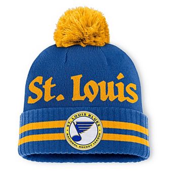 Men's Fanatics Blue St. Louis Blues Heritage Blind Side Cuffed Knit Hat with Pom