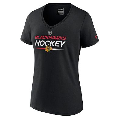 Women's Fanatics Black Chicago Blackhawks Authentic Pro V-Neck T-Shirt