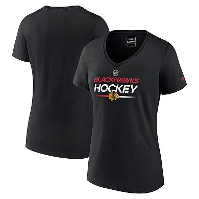 Women's Fanatics Black Chicago Blackhawks Authentic Pro V-Neck T-Shirt