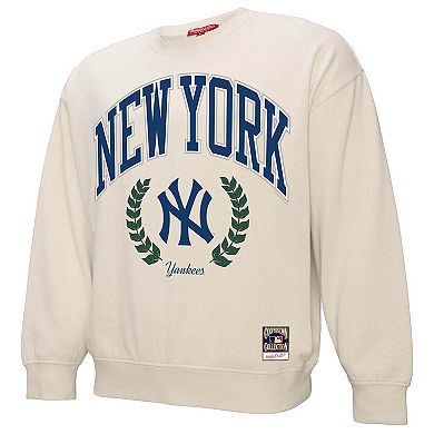 Women's Mitchell & Ness Cream New York Yankees Cooperstown Collection Laurel Pullover Sweatshirt