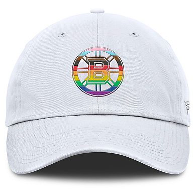 Men's Fanatics White Boston Bruins PRIDE Adjustable Hat